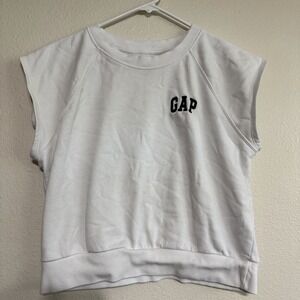 Gap Vintage Soft Muscle Sweatshirt Women's Size Small White Fleece Raglan Sleeve